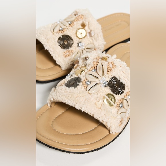 Free People Shell Sandals Shipwreck Surf Slides Boho Cowrie Beaded Size 11 - Picture 13 of 13